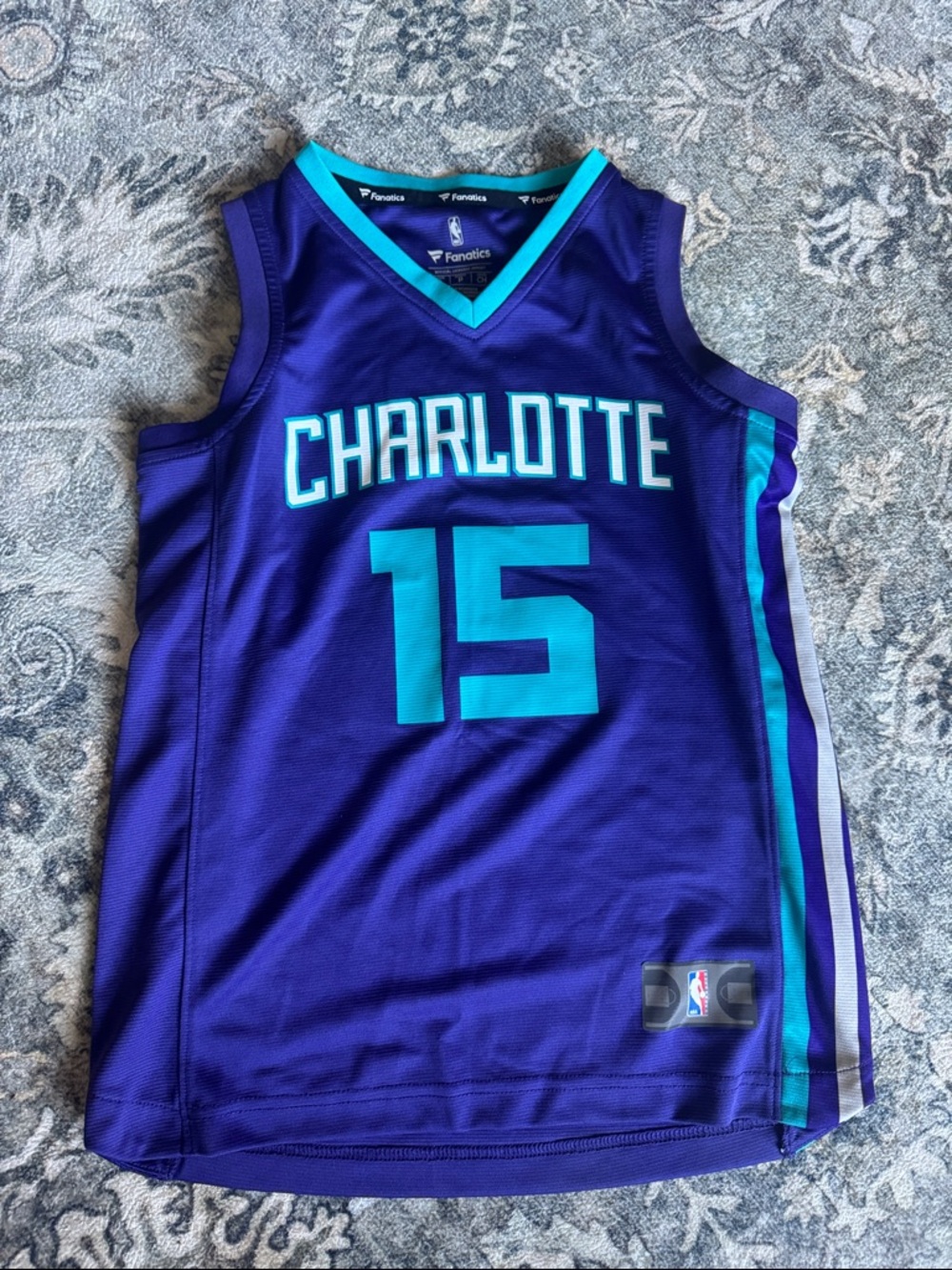 Fanatics Purple and Teal Charlotte #15 Basketball Jersey